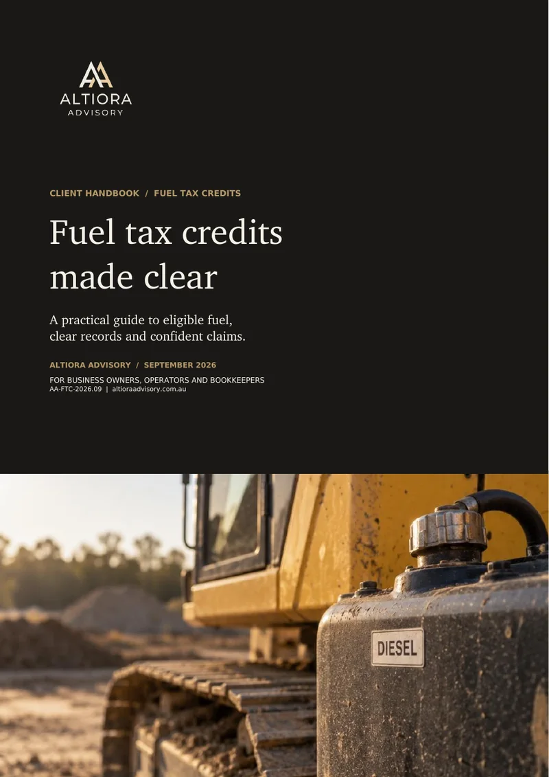 Cover of Fuel Tax Credits Made Clear by Altiora Advisory
