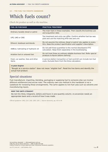 Fuel Tax Credits Made Clear, page 8